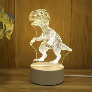Özel anime görüş 3D led gece lambası görsel yanılsama yaratıcı hediye bebek çocuklar için baykuş dinozor geyik ev yatak odası lambası