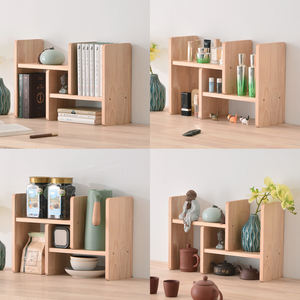 Özel ayarlanabilir kauçuk ahşap masaüstü düzenleyici-<span class=keywords><strong>3</strong></span> katmanlı raf için çay seti/kitap masaüstü, Minimalist depolama raf - Product Image 3