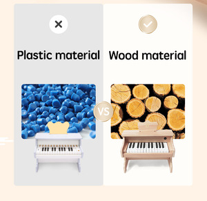 Piano miniature droit en bois massif naturel 25 touches pour enfants, jouet musical éducatif précoce pour tout-petits et bébés, idéal pour un anniversaire, avec logo OEM/ODM - Product Image 6