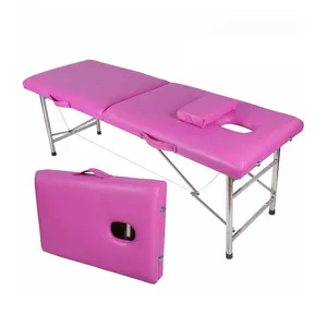 Cama massageadora dobrável portátil de aço inoxidável, bares paralelas, spa, beleza, cama de massagem