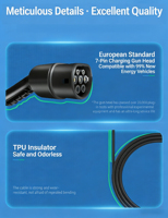 Cargador Portátil para Vehículos Eléctricos de 7KW Tipo 2 con Cable de 5m, IP67 Impermeable, Ideal para Viajes, Hogar y Uso en Exteriores, Certificado CE, ETL, UL, FCC