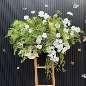 Nhà Máy Tùy Chỉnh Màu Xanh Lá Cây Trắng Hoa Hồng Hoa Hàng Hoa Bóng Đám Cưới Trung Tâm Sàn Trang Trí Hoa Sắp Xếp Lụa - Product Image 5