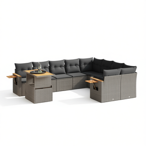 Conjunto de Sofás de Jardín Grises, Muebles de Ratán para Exteriores, Diseño Contemporáneo, Cojines de Espuma de Alta Densidad, Ratán de PE Resistente a los Rayos UV, para Uso en Jardín - Product Image 1