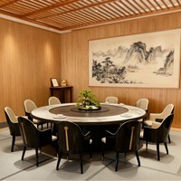 Elektrischer Hotel-Esstisch mit Steinplatte und Drehfunktion, Großer Runder Tisch für Private Esszimmer, Luxuriös für 15-20 Personen