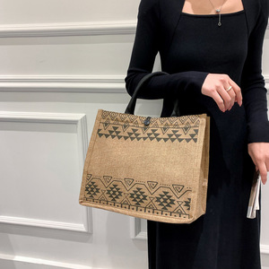 Sac à main pour femme de style coréen Sac fourre-tout en <span class=keywords><strong>coton</strong></span> <span class=keywords><strong>et</strong></span> <span class=keywords><strong>lin</strong></span> de grande capacité à bandoulière unique avec imprimés de navettage - Product Image 2