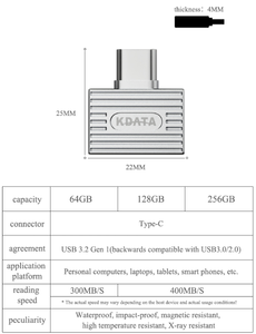 KDATA USB 3.2 Disque mémoire 400 Mb/S Vente en gros d'origine 256gb 64gb 128gb Personnalisé Métal Type c Otg Clé USB Clé USB 3.0 - Product Image 2