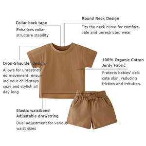 Vente en Gros Tenues d'Été Manches Courtes 100% Coton Biologique Neutre pour Bébés Garçons et Filles - Product Image 4