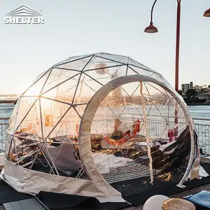 6m 7m 8m clear Winter Igloo Geodesic Dome Home glass metal frame Hotel large Glamping Dome tent with bathroom Interior Design