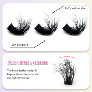 Tùy chỉnh mềm DIY Bán tay thực hiện Báo Chí trên lông mi cụm Kit bán buôn tốt PBT Fluffy dày đặc phân khúc lông mi cụm <span class=keywords><strong>15</strong></span> Hàng - Product Image 2