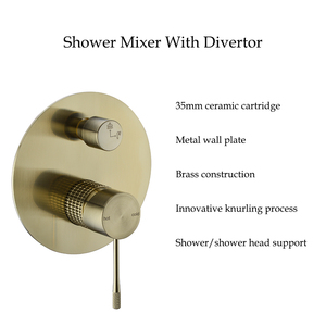 Interruptor de latón que se monta en la pared, mezcladores de baño ocultos, grifo moleteado, válvulas mezcladoras de ducha de baño con desviador - Product Image 3