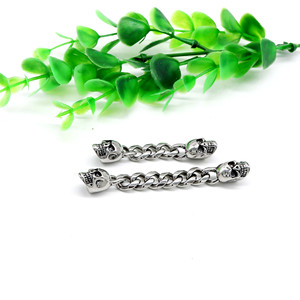 yunnique Pulsera de cadena con calavera de acero inoxidable para hacer joyas, estilo retro punk - Product Image 2
