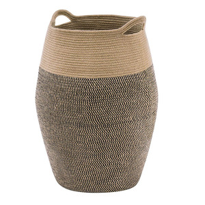 Woven <b>Storage</b> <b>Basket</b> Round Extra <b>Large</b> Cotton Rope Handle Washable Laundry <b>Basket</b> Clothing Organizer - Product Image 5