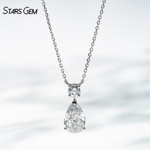 Starsgem 2.5ct 7*10.4mm Pear Cut Lab Grown Diamond 18K White Gold Classic Color <b>D</b> Diamond Pendant <b>Necklace</b> Unisex - Product Image 1