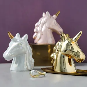 Piggy Bank Pink Gold White Cash Secure Safe Girls Small children Ceramic Kids Coin Saving Money Box Unicorn Piggy Bank For Kids