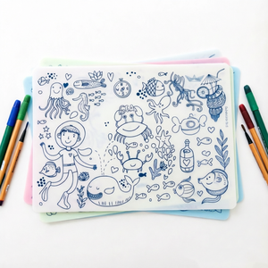 Tapis de coloriage en silicone personnalisé pour tout-petits - Réutilisable, lavable et nettoyable, non toxique, bloc de dessin éducatif - Product Image 3