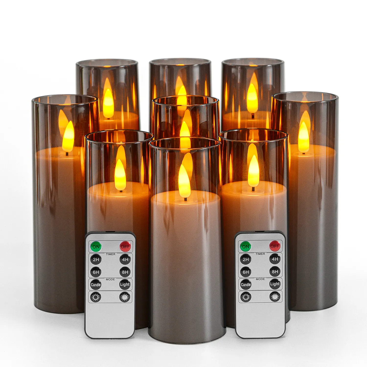 Graue Kerzen im klassischen Stil mit Fernbedienung ersetzt Docht High-End beten Led Kerzenlicht