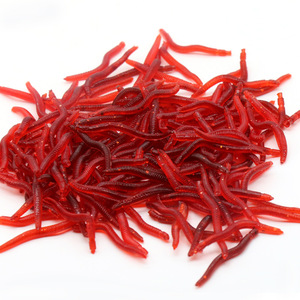 Señuelo de Pesca de Silicona con Forma de Lombriz Artificial Roja, Cebo Suave para Pesca en Agua Dulce, Caja de 150 Unidades Incluida - Product Image 2
