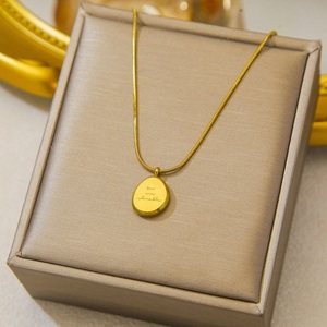 מתכת טיטניום פלדה טיטניום 18k צלב זהב 18 קראט תליון שרשרת לב נשים שרשרת לב - Product Image 4