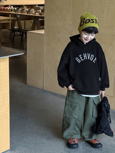 Haut pour bébé garçon, style coréen, doublé polaire, en coton, avec impression de lettres, nouvelle collection hiver 2025, passe-partout - Product Image 4