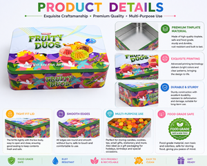 Custom Printed Rounded Rectangle Recyclable Food Grade Tinplate Box <b>Storage</b> <b>Tin</b> for Fruit Candy Sweets Gift Packaging - Product Image 2