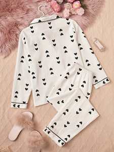 여자 가정복 투피스 세트 새로운 디자인 느슨한 프린트 긴팔 긴 바지 잠옷 탄성 허리 통기성 - Product Image 3