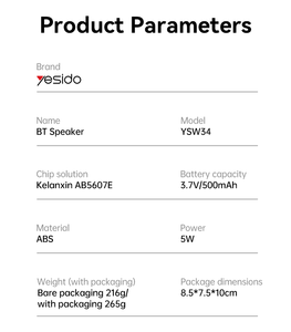 Yesido 5W bt5.3 <span class=keywords><strong>Mini</strong></span> RGB ánh sáng đầy màu sắc BT Loa Tuổi thọ pin dài loa không dây ysw34 - Product Image 5