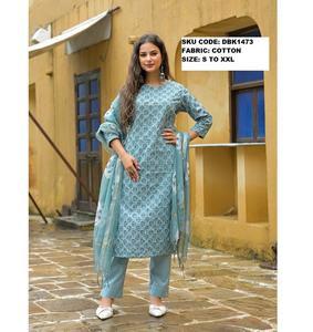Conjunto de Kurta Tradicional India/Pakistaní de Algodón Premium para Mujer, Estilo Moderno, Hermosa Artesanía, Sensación Ligera, Ropa de Fiesta - Product Image 4