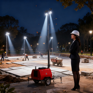 Portable 6 M Mât Télescopique 4x1000W LED Tour Lumineuse Industrielle Mobile Projecteur Gener IP65 Construction Essence Diesel - Product Image 6