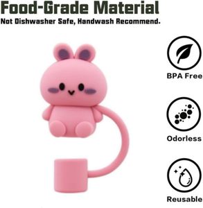 3D Palha Toppers Acessórios para Tumble Copos 40 oz Animal Bonito Reutilizáveis Protetores de Palha para 10mm Palhas Beber - Product Image 3