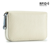 Dompet Tempat Kartu Kulit PU Portabel Klasik dengan Ritsleting, Multi-slot, Tempat Kartu Kredit, Dompet Koin, Tempat Kartu Identitas, Tempat Kartu Kredit, Kantong Kartu