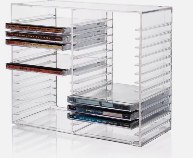Stackable Clear Plastic CD Organizer 30 Disk Box Rack Storage Space Rack Tray