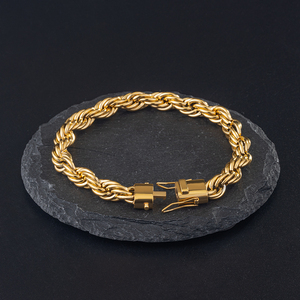 <span class=keywords><strong>Bracelet</strong></span> en corde torsadée 6MM 8MM, bijoux hip-hop, acier inoxydable plaqué <span class=keywords><strong>or</strong></span> 18 carats, <span class=keywords><strong>bracelet</strong></span> chaîne en corde torsadée épaisse tressée - Product Image 4