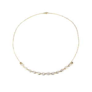 สร้อยคอเพชรทรงมาร์คีส์ทองคำขาว 14K รุ่น MSN-834 เพชรเพาะเลี้ยงสำหรับใส่ทุกวัน - Product Image 1