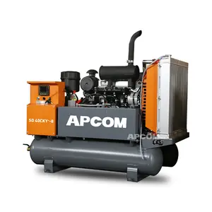 APCOM SD 40CKY-8 mobile diesel screw air compressor 185cfm 185 cfm 5m3 8bar 116psi diesel compressors