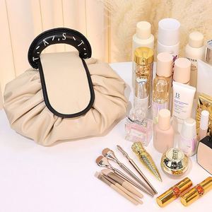 New Upgrade Travel Flat <b>Makeup</b> Pouch Lazy <b>Drawstring</b> Cosmetic <b>Bag</b> - Product Image 1