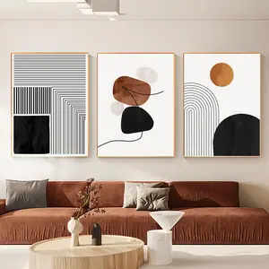 Cuadros de decoración de dormitorio nórdico, arte de línea blanca y negra, impresiones en lienzo, impresiones geométricas, carteles, imagen de pared, decoración de arte abstracto