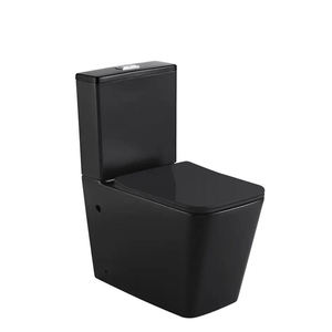 Modern <strong>Black</strong> Ceramic Integrated <strong>Toilet</strong> with a Soft-closed Cover square P-shaped Steam Trap for Villa Bathrooms or <strong>Toilets</strong> - Product Image 1