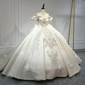 Robe de mariée épaules dénudées Xs241 Sweetheart avec dos lacé, détails en sequins et cristaux, robe personnalisable Jancember - Product Image 3
