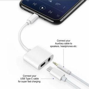 <span class=keywords><strong>Adaptateur</strong></span> audio 2 en 1 direct d'usine USB C vers 3.5mm type-c/double câble auxiliaire de charge de type C pour connecteur d'écouteurs filaires Samsung - Product Image 2