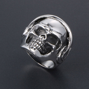 Skull Ring Men's Punk <b>Style</b> Skeleton <b>Head</b> Jewelry Party Accessory Stainless Steel Band Fashion Rings - Product Image 2