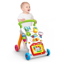 Hot Verkoop Luxe Baby Vroeg Leren Wandelaar Multifunctionele Plastic Stand Leren Wandelaar Met Push Wielen Muziek Speelgoed
