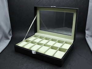 Boîte à Montres de Luxe Personnalisée de Haute Qualité en Cuir PU Rectangulaire à 12 Emplacements pour Présentoir et Rangement de Bijoux, Protectrice, Durable et Résistante aux Chocs - Product Image 2