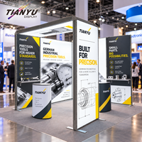 Stand d'exposition modulaire en tissu tendu 3x3 6x6 avec éclairage SEG 24V basse tension sécurisé et étagères de présentation pour salons professionnels