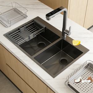 Wastafel Dapur Stainless Steel <span class=keywords><strong>1.5</strong></span> Bowl Tahan Lama, Finishing Brushed Anti Sidik Jari, Profesional, Stainless Steel 304 - Product Image 1