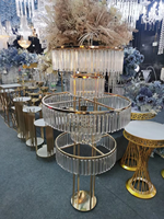 5 Tiers Haute Tendance Métal Pièce Maîtresse Stand Or Fleurs Stand Table De Mariage Pièce Maîtresse