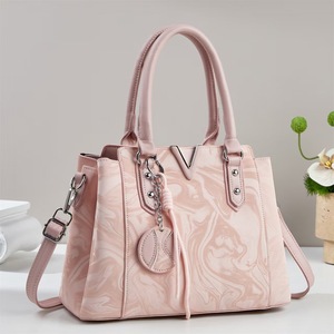 V-Shaped Women's Shoulder <b>Bag</b> Off-White Marble Pattern Zipper Closure Everyday Crossbody <b>Bag</b> Minimalist Style - Product Image 2