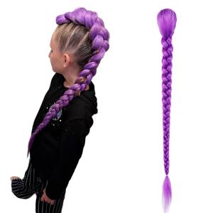 Perruque tressée violette Rumi, queue de cheval 66 cm, à clipser, cheveux synthétiques, résistants à la chaleur, sans colle, pour cosplay - Product Image 3