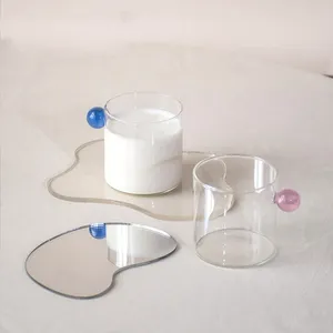 Benutzer definierte Tasse LOGO Transparente kleine Milch griff Tasse Einwand ige Glass chale mit Griff