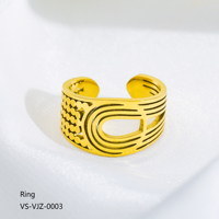 OEM ODM Maßgefertigter Vintage Großhandel Schmucklieferant 18K Goldfarben Übertriebener Geometrischer Breiter Edelstahl Unisex Fingerring