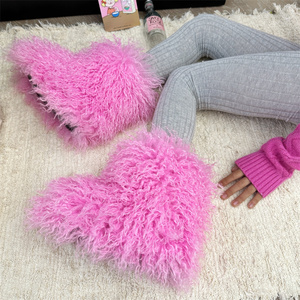 Giày bốt mùa đông giữ ấm cho bé gái, giày bốt lông xù mềm mại, giày trẻ em lông thú, giày đế bằng chống trơn, giày lười, giày lông sang trọng - Product Image 2